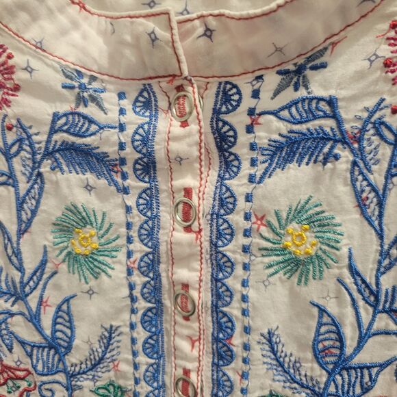 Johnny Was 3J Workshop Boho Floral Embroidered Top S Festival Multicolor Peasant - Picture 6 of 13